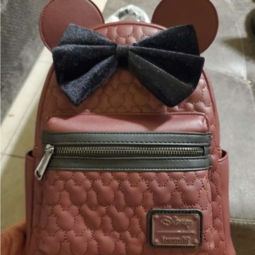 Disney Loungefly with Ears and Bow - Maroon and Black